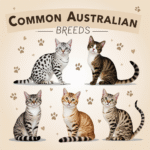 A collage of common Australian cat breeds showcasing their unique characteristics